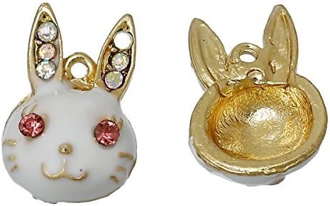 SiAura Material 1 x Rhinestone Pendant, Rabbit Rose Gold, Sparkling, 16x11mm