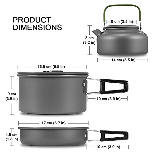 Terra Hiker Outdoor Geschirr, Camping Kochgeschirr Set, Leicht Aluminium Campinggeschirr - 5