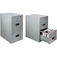 Laxmi KAPAT 2 Drawer Metal File Storage Cabinet with Central Locking System, Can Store Upto 26 to 56 Files, 3 Year Warranty, Powder Coated (29 X 18.5 X 27 Inch, Grey)
