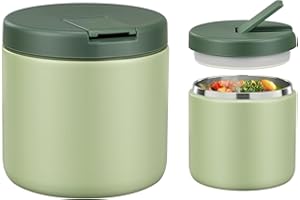 Itslife Thermobehälter für Essen 500ml Edelstahl Warmhaltebebehälter, Kinder auslaufsicherer Lunchbehälter mit Schnallenabdeckung, Weithals, Isolierung, geeignet für kaltes&heißes Essen Grün
