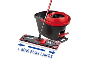 Vileda Ultramax Turbo XL, housse XL pour une grande surface de nettoyage, pour tous les sols, nettoyage confortable et ergonomique, puissance de la microfibre, balai durable, Vileda love it clean