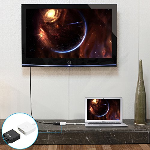 ICZI Mini DisplayPort auf DVI Adapter mit anti-interference magnetischer ring, vergoldet, 1080P, Konverter Male zu Female für Macbook, Chromebook Pixel, Surfacebook und Mehr (Weiß) - 6