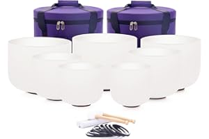 Hye-eun Lot de 7 bols chantants en cristal de 17,8 à 30,5 cm, 432 Hz, chakra, pour yoga, méditation avec étui de transport robuste