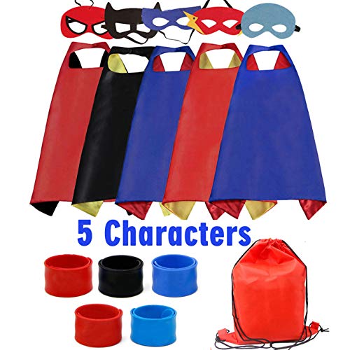 RioRand Dress Up Costume Comics Cartas de satén de Dibujos Animados Set de 5 Pulseras 1 Estuche de Transporte (5 Capas)