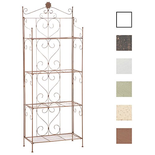 CLP Metall-Standregal LENJA, Landhaus-Stil, klappbar, mit Pulverbeschichtung, ca 160 x 60 x 30 cm, 4 Böden braun