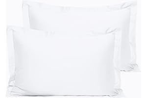 NTBAY 2 Pack 500 Thread Count 100% Egyptian Cotton Oxford Pillowcases, Super Soft and Breathable Euro Standard Pillow Cases | Hotel Quality Pillow Shams, 50x75 cm, White