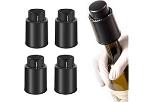 CVOZO 4 Pezzi Tappo Vino Sottovuoto, Tappo Stopper Vino, Tappo Bottiglia Vino, Tappi Vino di Riutilizzabili Champagne Sottovuoto con Indicatore della Data, Miglior Regalo per Gli Amanti del Vino