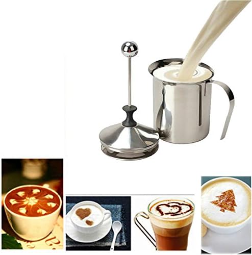 Fenguh 400ML Stainless Steel Double Mesh Milk Coffee Frother Milk Foamer Milk Pump Home