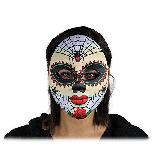 COM-FOUR® Gesichtsmaske „Dia de los Muertos“, Halloween-Gesichtsmaske, weiss-bunt - 2