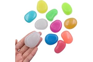 QTTLLI Große leuchtende Kieselsteine, die im Dunkeln leuchten, dekorative Steine für Garten, Weg, Gehweg, Hof, Aquarium, 4,3 cm, gemischte Farben, 20 Stück