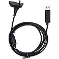 GAMENOPHOBIA Wireless Controller USB Charging Cable Charger for Microsoft Xbox 360 / Xbox 360 Slim - Charge and Play Kit, Black