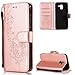 Produktbild FNBK Hülle Kompatibel mit Samsung Galaxy A6 2018 Hülle Leder Rosegold Löwenzahn Blumen Handyhülle Holster Leder Flip Wallet Cover Tasche Stand Case Card Slot Magnetverschluß Kratzfestes Schutzhülle