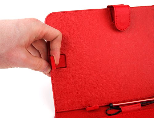 Durable Red Case With Micro USB Keyboard   Stylus Pen For Use With Hannspree Hannspad   Thalia Tablet PC 4  By DURAGADGET