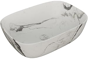 LEMONBATH - Lavabo de Cerámica Ovalado - Medidas 46 x 32,5 x 13,5 cm - Lavabo sobre Encimera - Lavabo para Mueble de Baño sin Válvula - Ideal sobre Encimera de Mueble Baño - Lavamanos