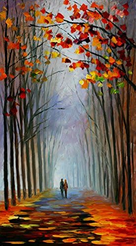 Van Eyck on the Way Home Colorful Landscape Palette Knife Oil Painting Prints on Canvas Abstract Wall Art Picture for Home Decorations HD-43