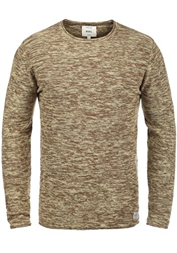 Redefined Rebel Millard Pull en Maille Fine - Homme, Taille:M, Couleur:Teak Brown w.Sand
