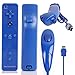 Produktbild AMO® New Dark Blue 2 x Nunchuck 2 x Remote Nunchuk Controller Built in Motion Plus Controller for Nintendo Wii Remote Wii U + Free Silikon Cover