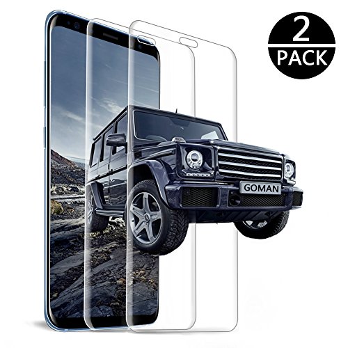 Galaxy S8 Screen Protector, GOMAN [2 PACK] Tempered Glass Screen Protector for Samsung Galaxy S8 [5.8 inch], Full Coverage, Ultra HD Clear, Anti-Scratch, Bubble Free, Anti-Fingerprint Curved Protective Film Cover for Samsung Galaxy S8 - Transparent