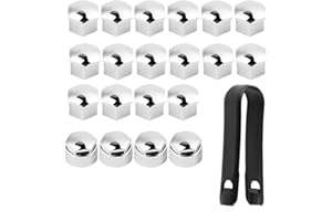 Belissy 20 pieces 17 mm Wheel Nut Cap Cover Wheel Nut Rim Cover Wheel Cap Kit Center Cap Lug Nut Cover Nut Car Wheel Car Hub Screw Protection Anti-theft Cover Cap for A-u-d-i （Silver）