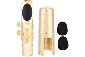 Altsaxophon Mundstück,Alto Saxophone Mouthpiece,Eb Altsaxophon Mundstück 5C Mundstück Messing Sax Mundstück Mit Kappenauflagen Musikinstrumenten Zubehör