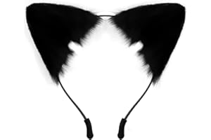 IHLOOTD Cerchietto Orecchie Gatto Nero, Accessori Capelli Donna Bambina, Halloween, Cosplay, Mascherata