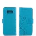 Produktbild Samsung Galaxy S8 Hülle, Samsung Galaxy S8 Schutzhülle, Alfort Carving Lederhülle Fashion Design Premium PU Leder Hohe Qualität Tasche Case Cover Kasten Abdeckung Wallet für Samsung Galaxy S8 5.8" Smartphone Funktion Standfunktion Unterstützte Telefone und Magnetverschluss mit Schmetterling ( Blau )