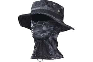 Besforta Camo Boonie Sonnenhut mit Balaclava Gesichtsmaske UV-Schutz Fischerei Hut Eimer Hut für Jagd Wandern Militärische Taktische Safari