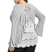 Produktbild Frauen Tops,Hffan Damen Sexy Lace Langarm Bluse Elegant Zurück Spitze Blumen T-Shirt Sommer Groß Größe Strand Oberteil Shirts Tops Langarmshirt Hemd Pullover Sweatshirt Blusen (Grau, 5XL)