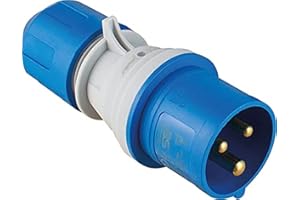 as - Schwabe - CEE Stecker mit POWERLIGHT Spannungsanzeige - 230 V, 16 A, 3-polig - Outdoorstecker - IP44 - zur Verwendung im Außenbereich geeignet - blau, 61486