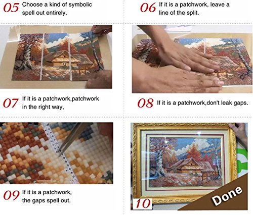 Set Diamond Painting Strass Mosaik Bild Basteln Bastelset Steine Eule Pink Blau - 4