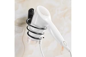 GENERIC Wall Mounted Bathroom Tray with Hair Dryer Holder Organizer Space Saving Solution for Bedroom Bathroom Ideal for Flat Iron Curling Wand More - Black (Black)