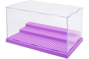 Heylas Mini figurki gablotka, minifigurki gablotka 3-warstwowa minifigurka i cegła do przechowywania czarna płyta podstawowa (fioletowa)