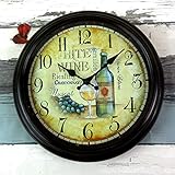 SLH Europäische Uhr Kreative Retro Uhr Wohnzimmer Wanduhr Stumm Metallwand Charts Einfache Wanduhr