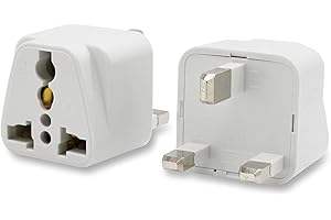 ECVV® [2-Pack] USA/Canada/EU/AU to UAE Dubai UK HK Plug Converter, 3-Pin Travel Adapter Plug, Universal Socket Travel Adaptor Converter for Business Trip Holiday Hotel Airport (White)