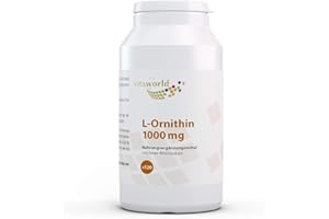 Vita World L-Ornitina 1000 MG 120 Compresse Vegano ad Alto Dosaggio Solo 1 Compressa al Giorno Made in Germany