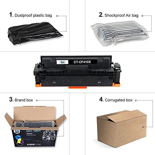 4 Pack Cool Toner kompatibel toner fuer CF410X CF411X CF412X CF413X 410X XL fuer HP LaserJet Pro MFP M477 M477fdw M477fdn M477fnw M377dw,HP LaserJet Pro MFP M452 M452dw M452nw M452dn - 4