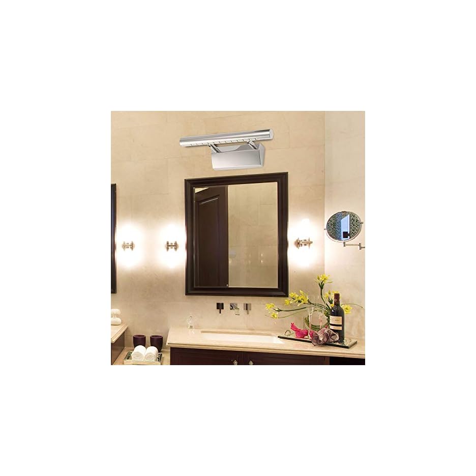 Edelstahl Spiegelleuchte ABEDOE IP44 Badlampe Wandleuchte fürs Bad