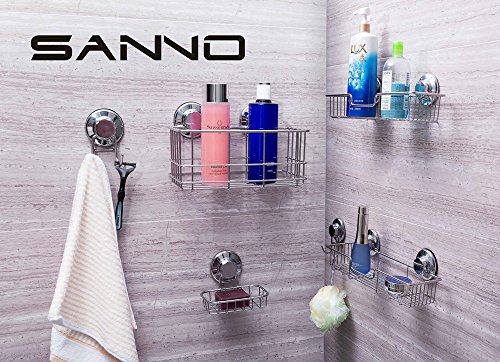 SANNO Dusche-Halter-Haken mit Saugen-Pokal Schwere Aufgabe 304 Badezimmer Des rostfreien Stahls und Küchenlagerungsorganisator-Aufhänger für Bad-Robe, Loofah, Handtuch, Mantel, Toilettenzusätze (2pcs) - 7