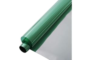HOHOFILM 45cmx200cm One Way Mirror Window Films Daytime Privacy Reflective Window Tint Self-Adhesive Sun Blocking Heat Control Anti UV for Home,Buildings(Green Silver)