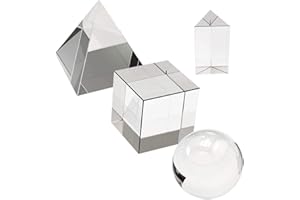 NATUREMAN 4 Pack K9 Optical Crystal Photography Prism Set with，Include 50mm Crystal Cube,50mm Glass Triangular Prism, 55mm Crystal Ball, 60mm Optical PyramidFor physics teaching, games and photography