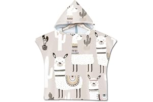Treer Badeponcho Strandtuch mit Kapuze für Kinder, 3D Cartoon Mikrofaser Bademantel Badetuch Schnelltrocknen Wechselkleider Poncho Handtuch Für Jungen Mädchen (60X60cm,Khaki-Kaktus)