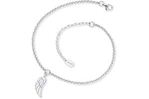 Engelsrufer Fußkettchen für Damen mit Anhänger, 925er Sterlingsilber rhodiniert, oder Edelstahl, verstellbare Länge, nickelfrei, Allergiker geeignet