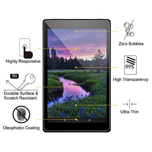 Fintie Fire HD 8 2017 Folie Panzerglas – [9H Härtegrad] [stark kratzfest] Hartglas Panzerglas Displayschutzfolie Glasfolie Tempered Glass Screen Protector für Amazon Fire HD 8 (7. Generation – 2017) - 8