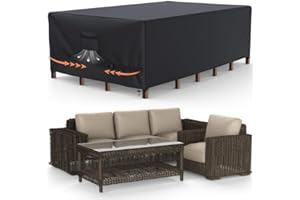 OLEIC Housses pour Mobilier de Jardin 200 * 160 * 70cm, Housse de Protection Salon de Jardin Imperméable, Bache Table de Jardin en Tissu Oxford, 600D