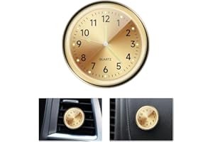 HHBDY Horloge Ronde de Voiture Or Horloge de Voiture Tableau de Bord Lumineux Tableau Bord de Voiture Autocollante Horloge de Voiture à Quartz Convient à Toute de Voiture Horloge Quartz (Or)