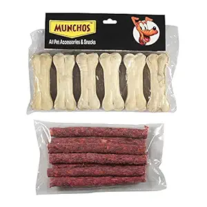 MUNCHOS Dog Bone, 6 Pieces (3-inch) with Beef Stick, 120 g