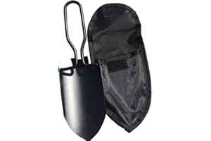 ANICY Składana łopata ogrodowa, mała szufla – składana szufla ogrodowa, mini szufla ręczna, ze stali nierdzewnej, składana szufla z torbą na pasek, do ogrodu, na kemping, do użytku na zewnątrz, czarna