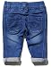M&Co Baby Boy Tie Front Cotton Rich Mid Wash Denim Turn Up Pull On Everyday Jeans Blue 2/3 Yr
