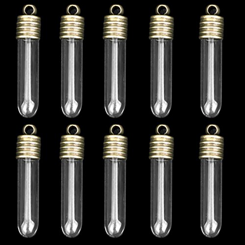 Mini Leere Glasrohr Fläschchen Charme Wünschen Flaschen Anhänger 10 Stk. Klar - 7