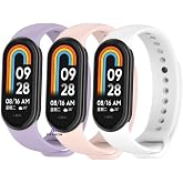 Xiaomi ile Uyumlu Mi Band 8 Mi Band 9 Mi Band 10 Uyumlu 3'l&uuml; Paket Silikon Kordon Seti Bileklik Metal Pimli